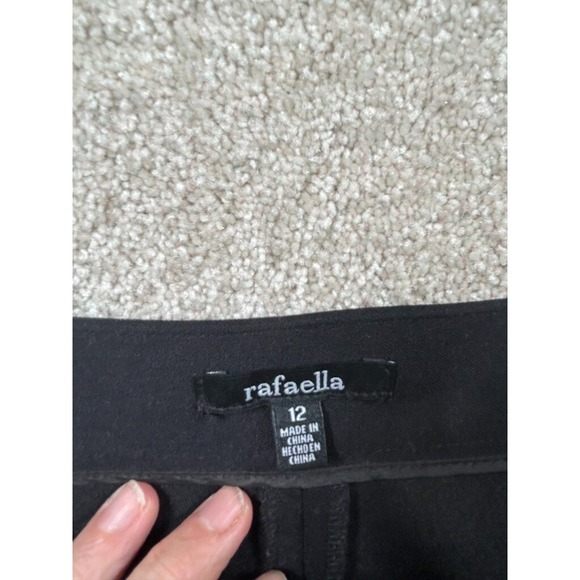 Rafaella Womens Size 12 Black Dress Pants Corporate Goth Faux Leather‎ Trim - Picture 6 of 10